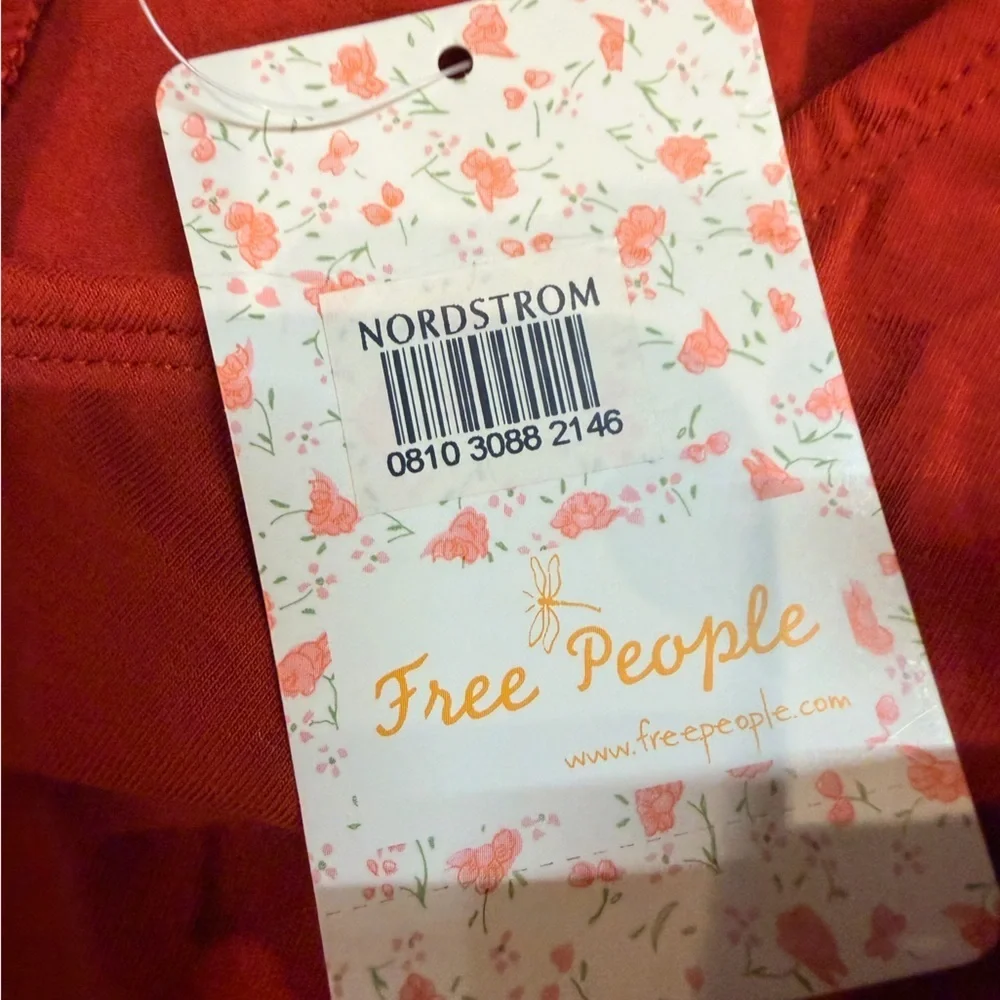 Free People NWT Copper Asymmetrical Mini Dress M Long Sleeve Side Ring